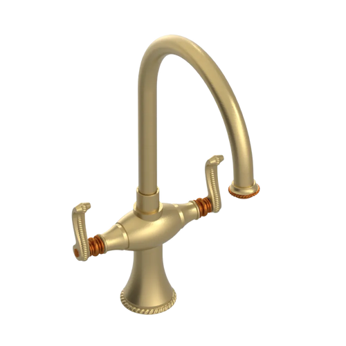 Rubinet Two Handle Single Hole Kitchen Set Satin Gold