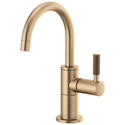 Litze Instant Hot Faucet with Arc Spout and Knurled Handle - Brilliance® Luxe Gold®
