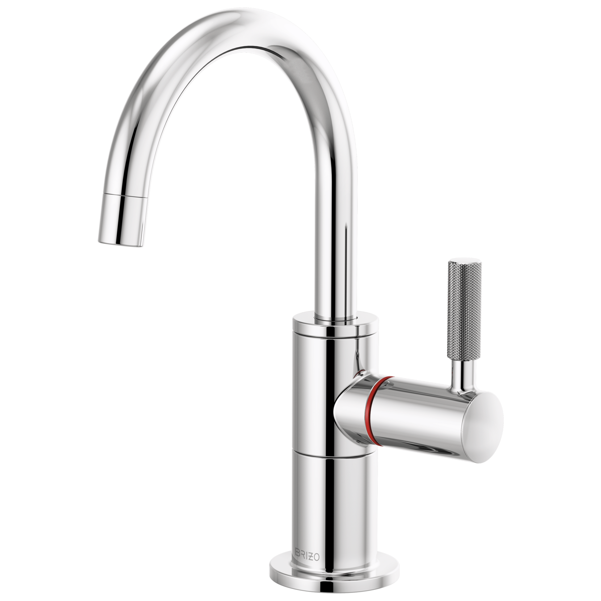 Litze Instant Hot Faucet with Arc Spout and Knurled Handle - Polished Chrome