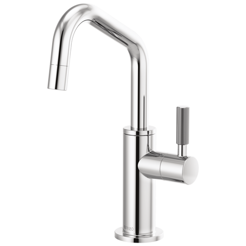 Litze Beverage Faucet with Angled Spout and Knurled Handle - Polished Chrome