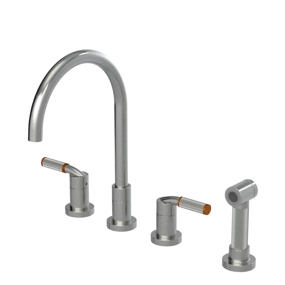 Rubinet Widespread Kitchen Set with Hand Spray Satin Nickel