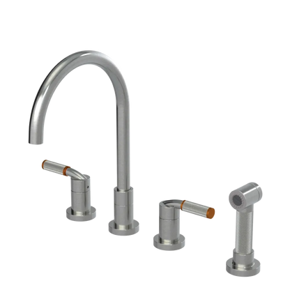 Rubinet Widespread Kitchen Set with Hand Spray Satin Nickel