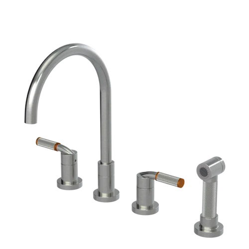 Rubinet Widespread Kitchen Set with Hand Spray Satin Nickel