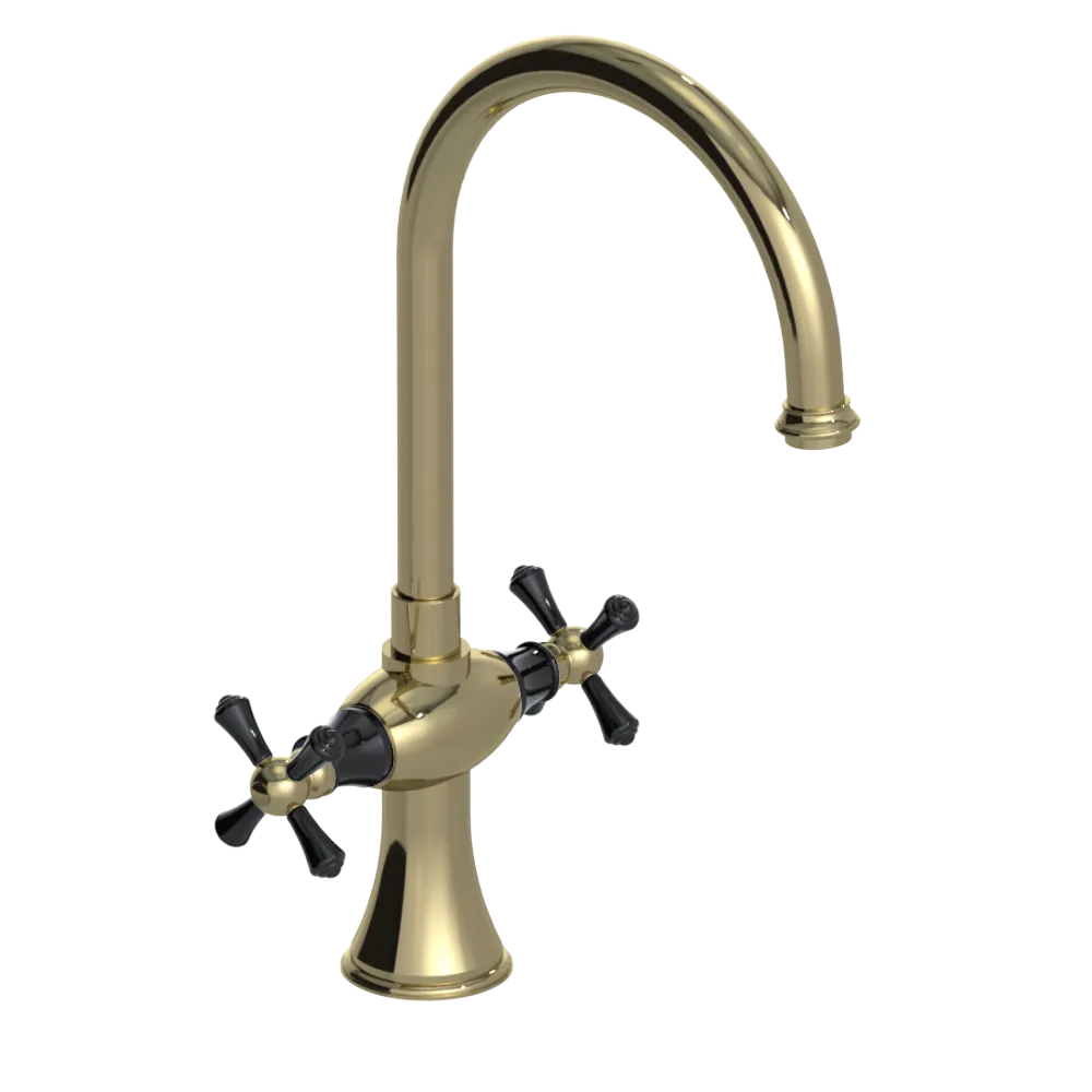 Rubinet Two Handle Single Hole Kitchen Set Natural Brass