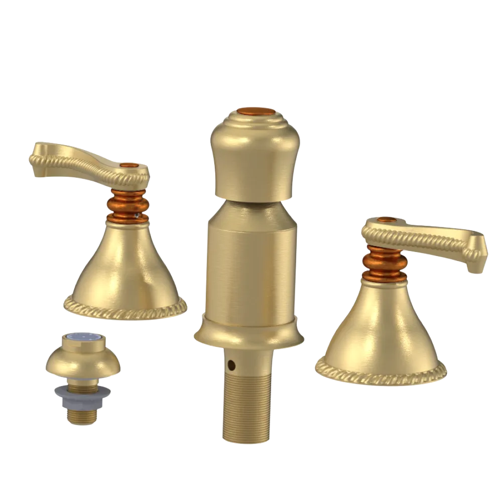 Rubinet Bidet Fitting with Spray, Diverter, and Vacum Breaker (Less Drain) Satin Gold
