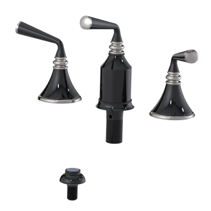 Rubinet Bidet Fitting with Spray, Diverter, and Vacum Breaker (Less Drain) Black