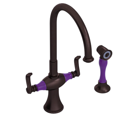 Rubinet Two Handle Single Hole Kitchen Set with Hand Spray Tuscan Brass