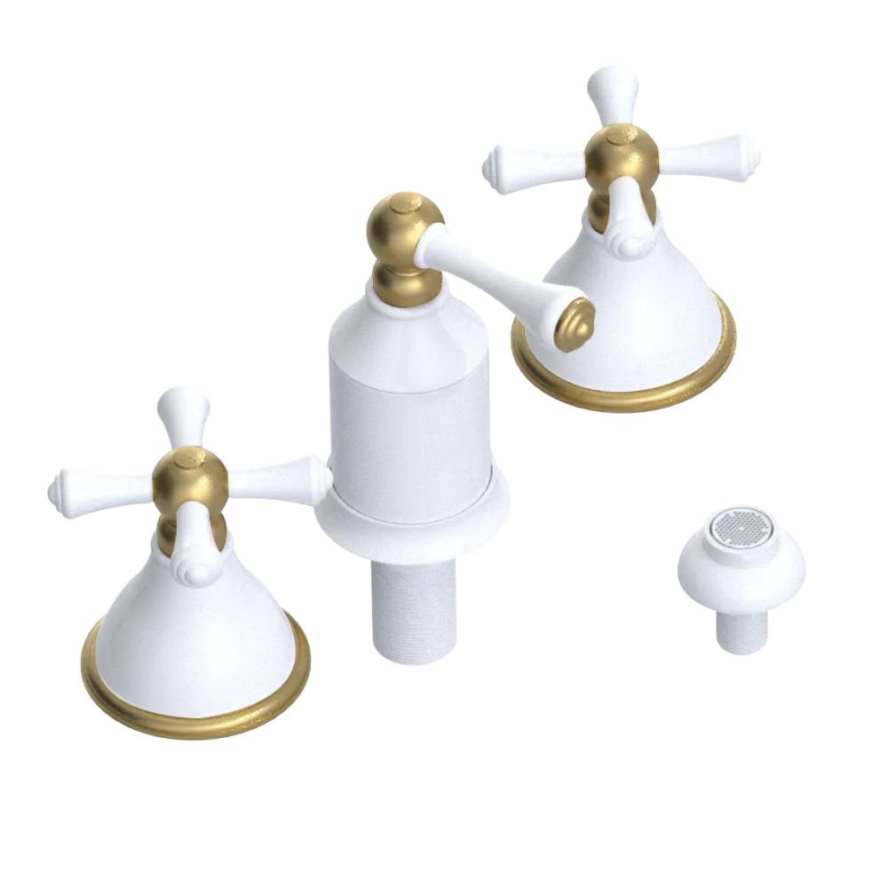 Rubinet Bidet Fitting with Spray, Diverter, and Vacum Breaker (Less Drain) White