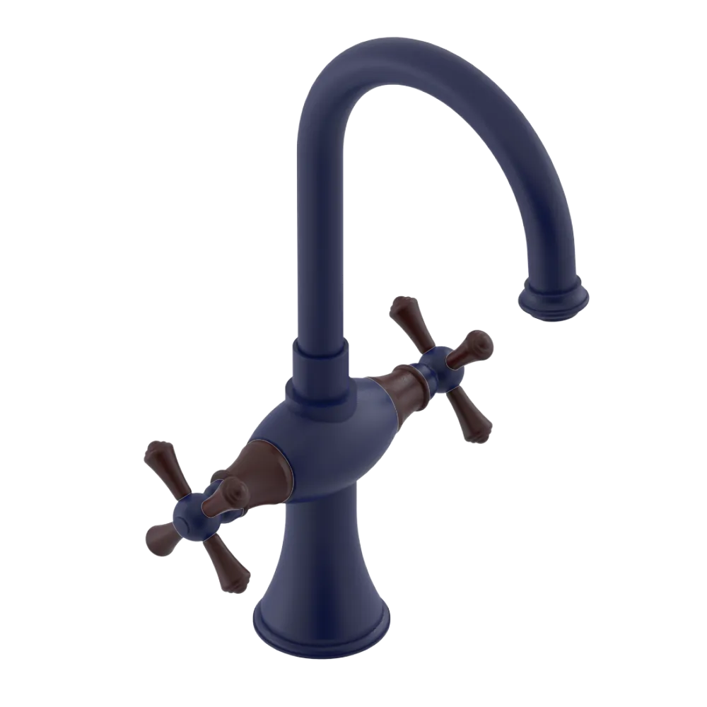 Rubinet Single Hole Dual Handle Lav. Set. (less drain) Midnight Blue