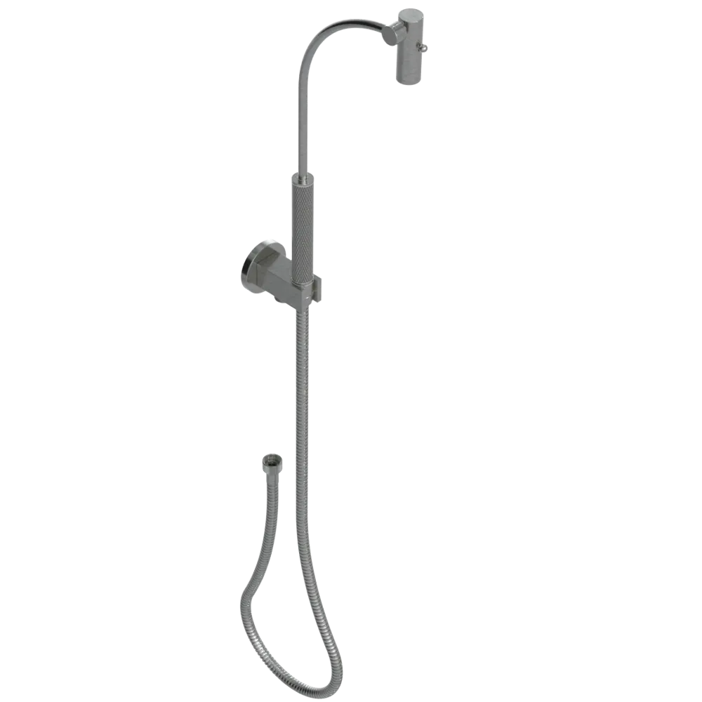 Rubinet Hand Held Shower Bidet with Extended Reach & Dual Function Spray Including Wall Bracket with Supply & Hose (Round) Satin Nickel