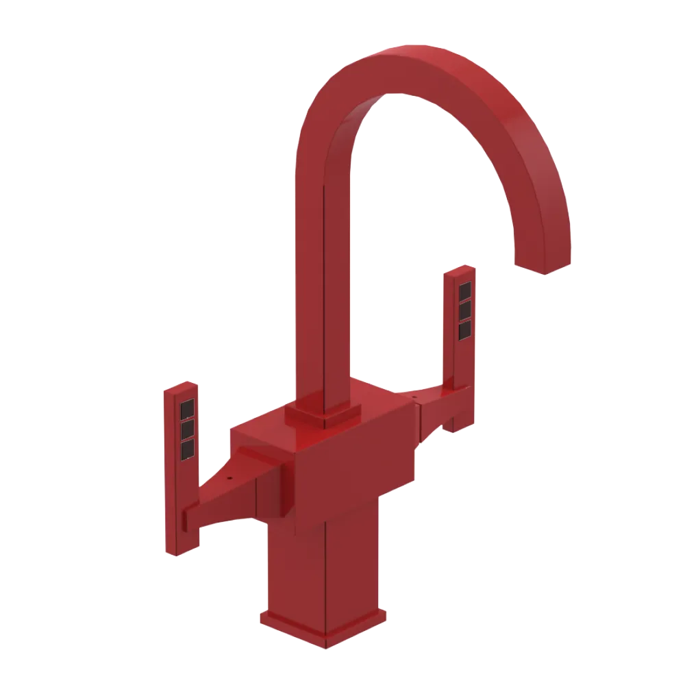 Rubinet Single Hole Dual Handle Lav. Set. (less drain) Red
