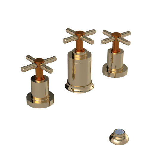 Rubinet Bidet Fitting with Spray, Diverter, and Vacuum Breaker (less drain) Gold