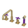 Rubinet Widespread Kitchen Set with Genesis Spout with Hand Spray Satin Gold