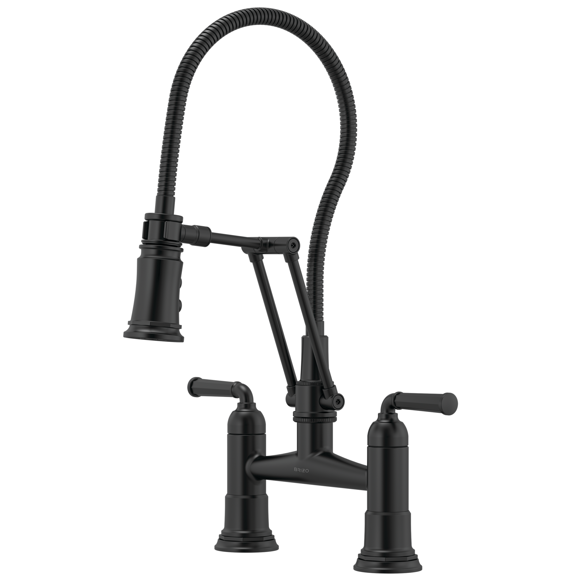 Rook Articulating Bridge Faucet with Finished Hose - Matte Black