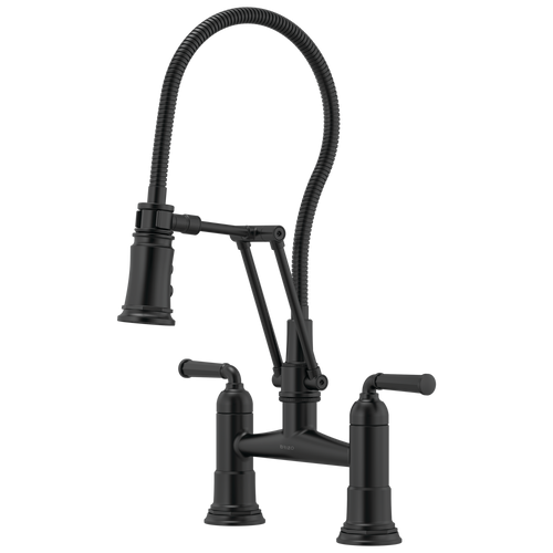 Rook Articulating Bridge Faucet with Finished Hose - Matte Black