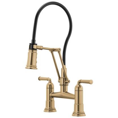 Rook Articulating Bridge Faucet - Brilliance® Luxe Gold®