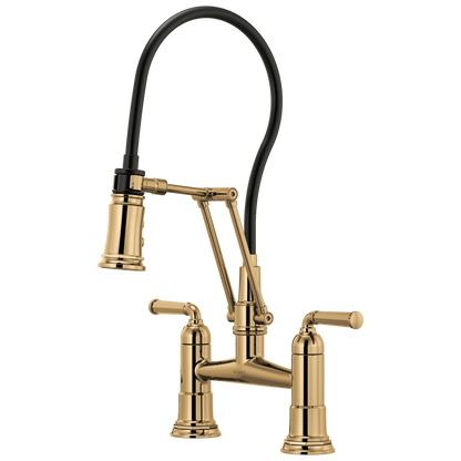 Rook Articulating Bridge Faucet - Brilliance® Polished Gold