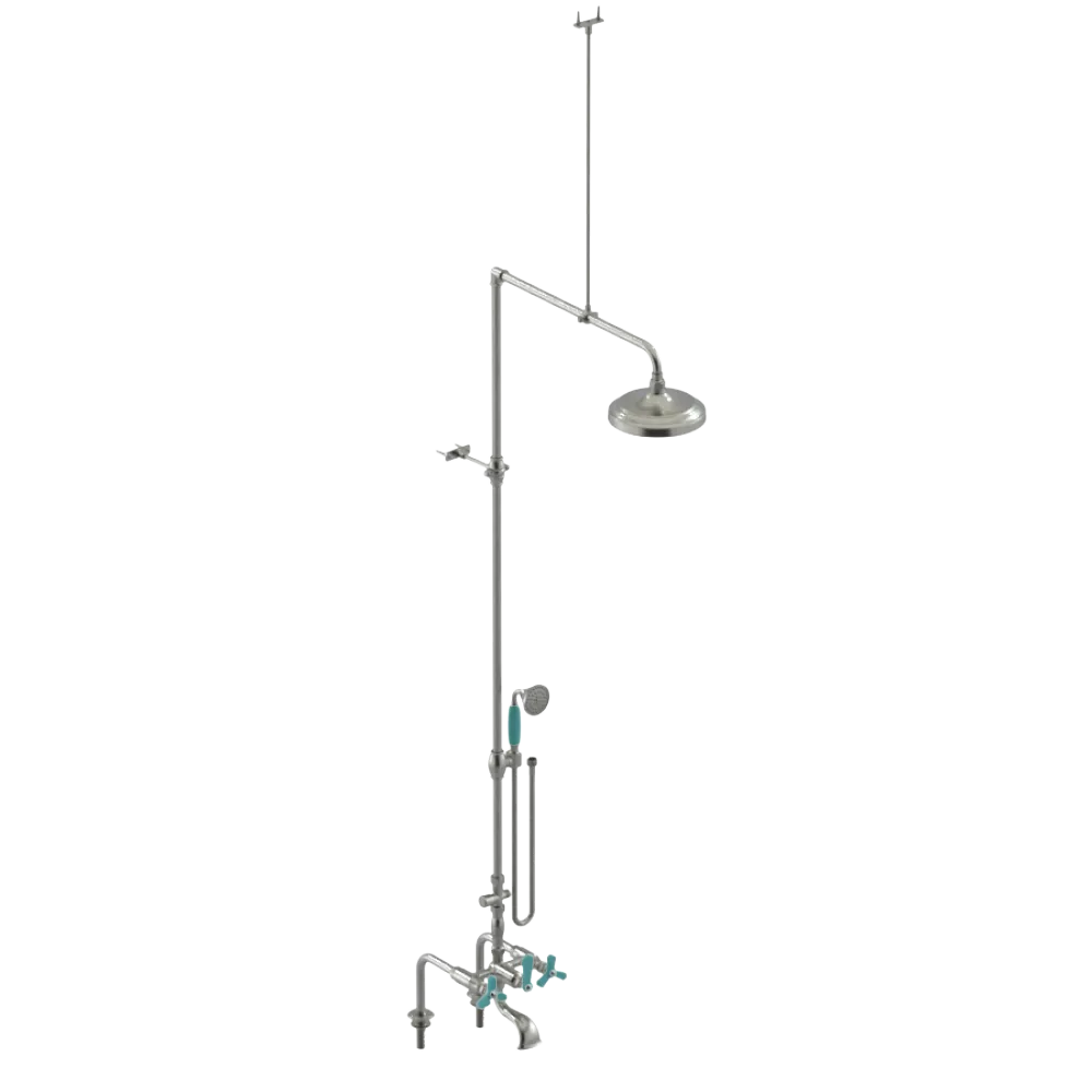 Rubinet Deck Mount Tub & Shower with Hand Held Shower Satin Nickel