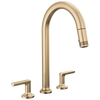 Brizo Kintsu Widespread Pull-Down Faucet with Arc Spout - Less Handles - Complete Kit - Lumicoat® Luxe Gold®