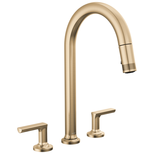 Brizo Kintsu Widespread Pull-Down Faucet with Arc Spout - Less Handles - Complete Kit - Lumicoat® Luxe Gold®