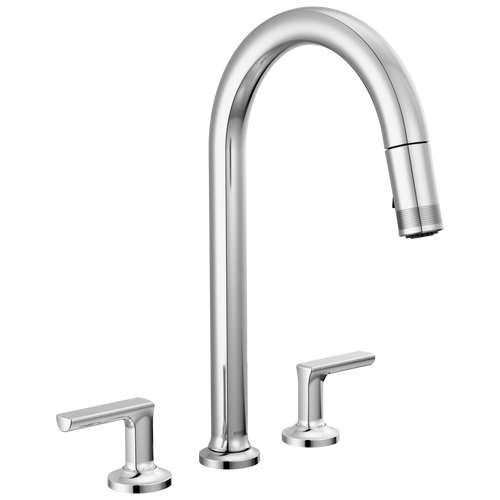 Brizo Kintsu Widespread Pull-Down Faucet with Arc Spout - Less Handles - Complete Kit - Lumicoat® Polished Chrome