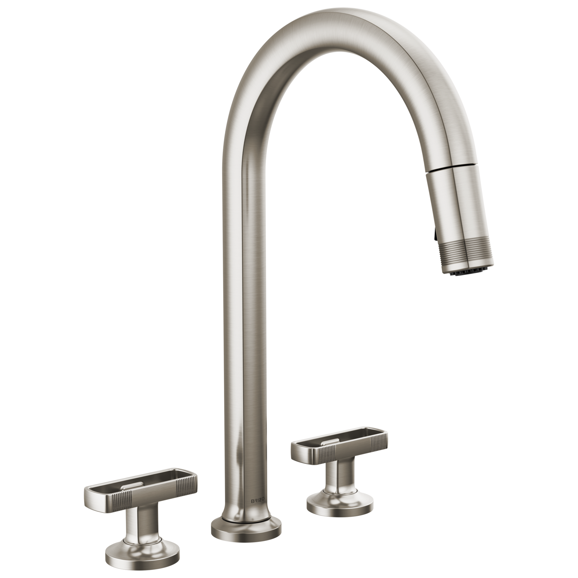 Brizo Kintsu Widespread Pull-Down Faucet with Arc Spout - Less Handles - Complete Kit - Lumicoat® Stainless