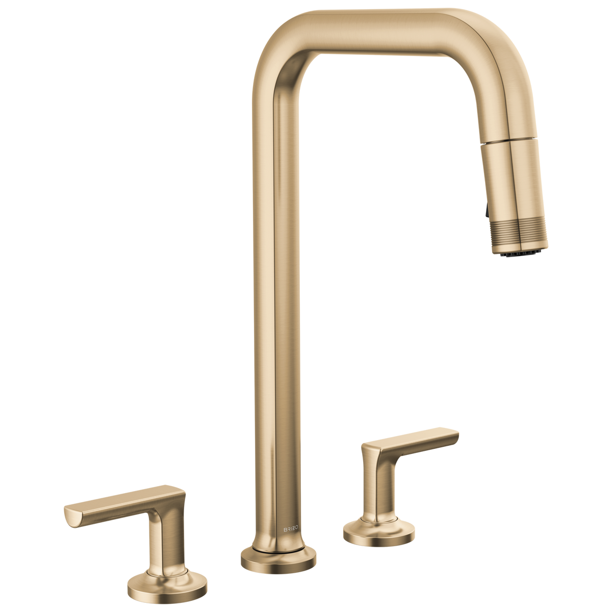 Brizo Kintsu Widespread Pull-Down Faucet with Square Spout - Less Handles - Complete Kit - Lumicoat® Luxe Gold®