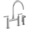 Litze Bridge Faucet with Arc Spout and Knurled Handle - Polished Chrome