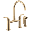 Litze Bridge Faucet with Arc Spout and Industrial Handle - Brilliance® Luxe Gold®