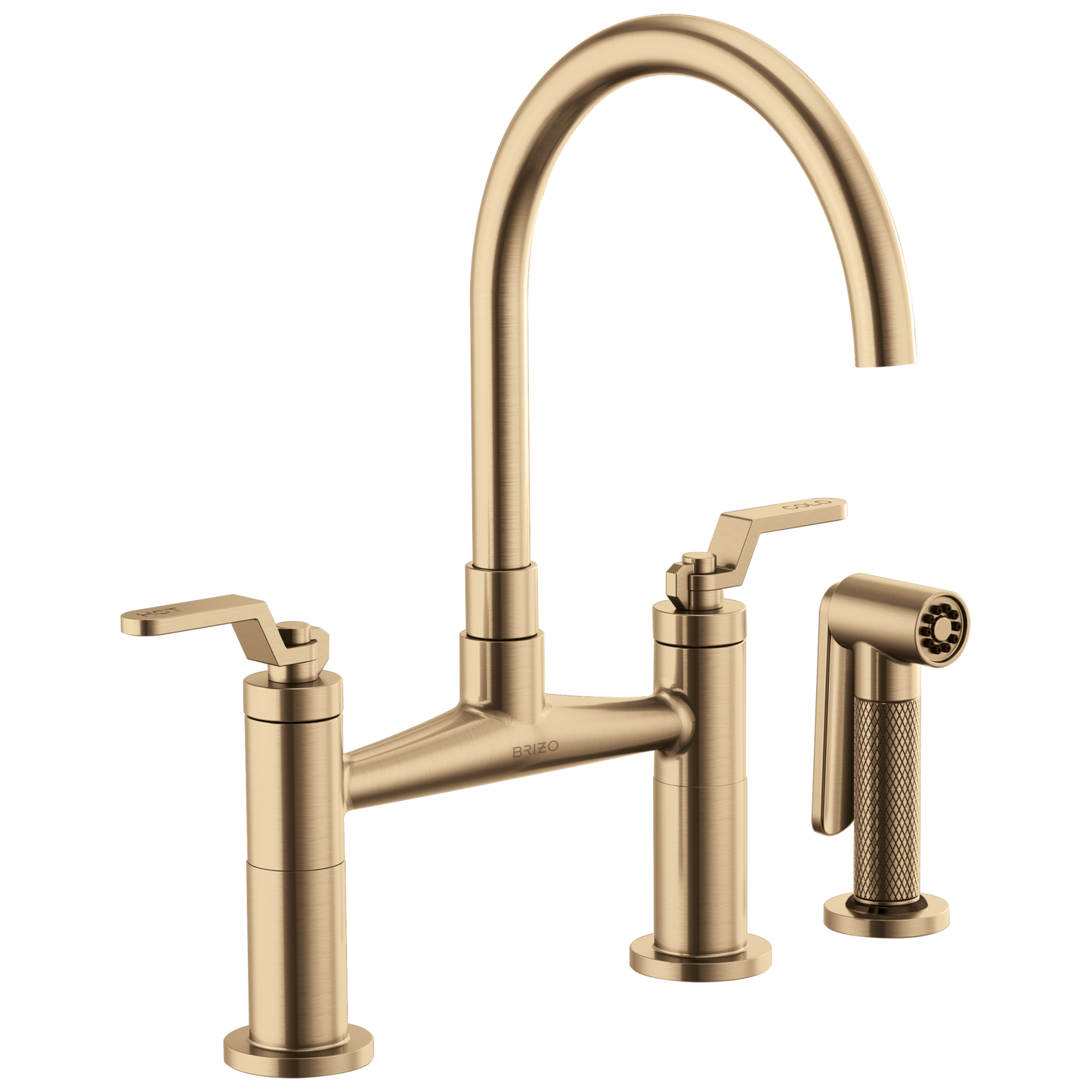Litze Bridge Faucet with Arc Spout and Industrial Handle - Brilliance® Luxe Gold®