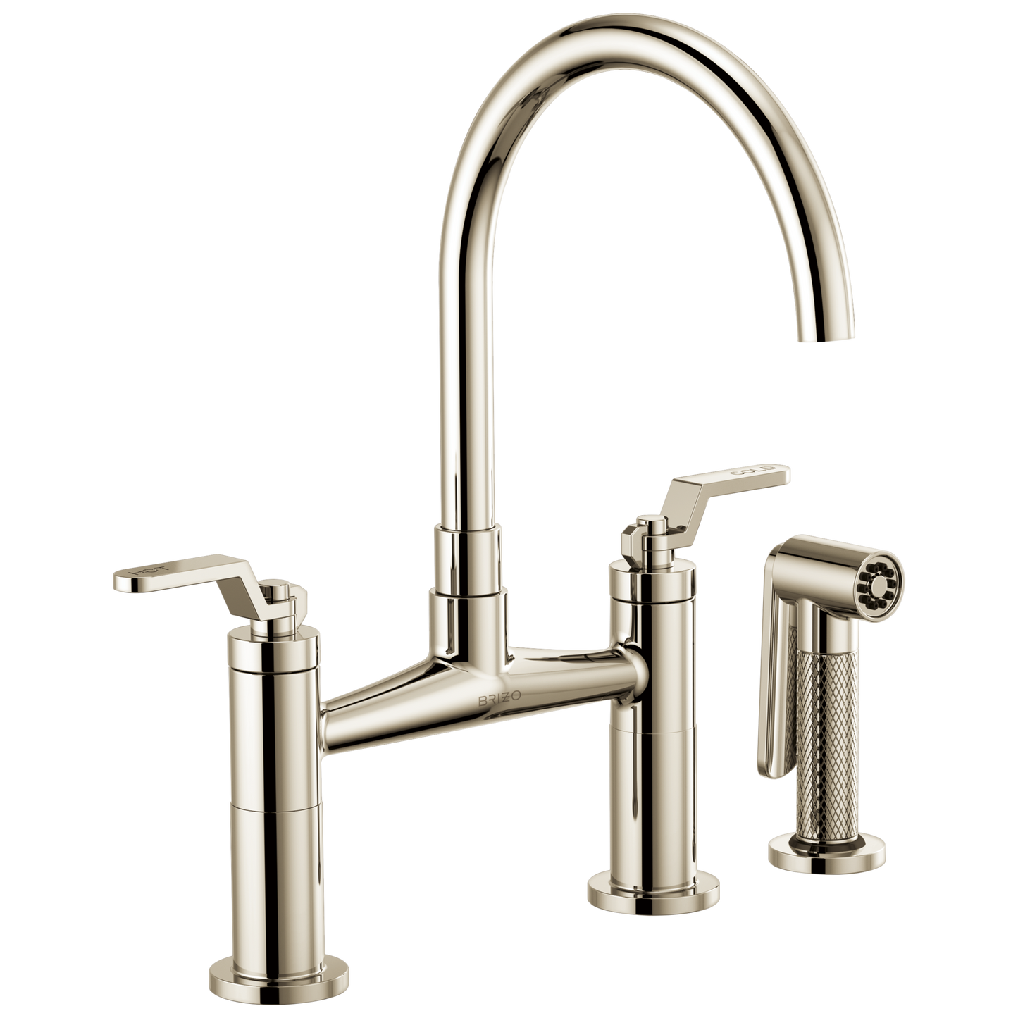 Litze Bridge Faucet with Arc Spout and Industrial Handle - Brilliance® Polished Nickel