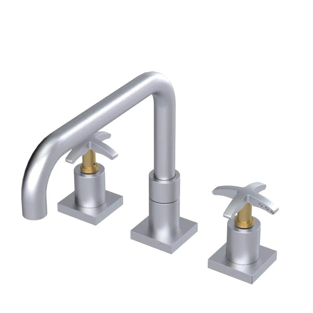 Rubinet Widespread Kitchen Set with Genesis Spout Satin Chrome