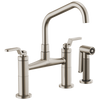 Litze Bridge Faucet with Angled Spout and Industrial Handle - Brilliance® Stainless