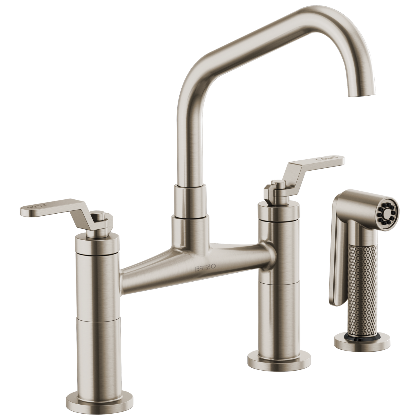 Litze Bridge Faucet with Angled Spout and Industrial Handle - Brilliance® Stainless