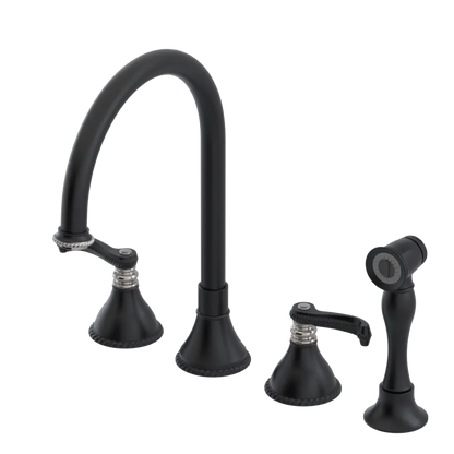 Rubinet Widespread Kitchen Set with Hand Spray Matt Black
