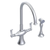 Rubinet Two Handle Single Hole Kitchen Set with Hand Spray Satin Chrome