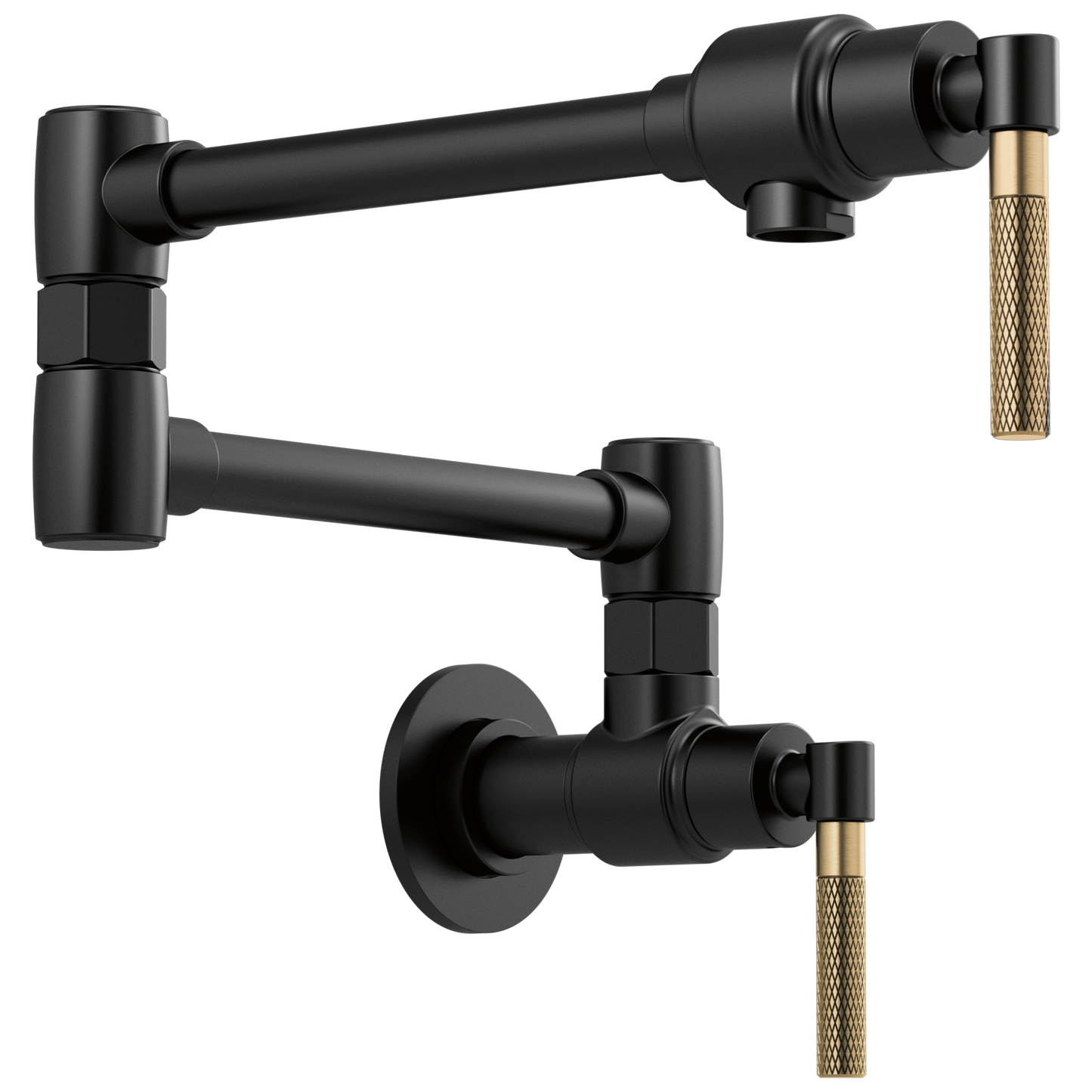 Litze Wall Mount Pot Filler with Knurled Handle Kit - Matte Black / Brilliance® Luxe Gold®