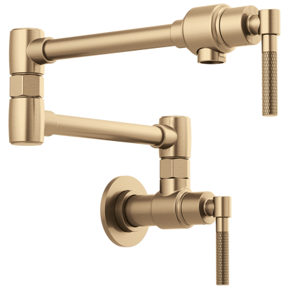 Litze Wall Mount Pot Filler with Knurled Handle Kit - Brilliance® Luxe Gold®