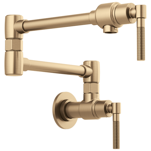 Litze Wall Mount Pot Filler with Knurled Handle Kit - Brilliance® Luxe Gold®