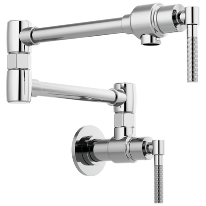 Litze Wall Mount Pot Filler with Knurled Handle Kit - Polished Chrome