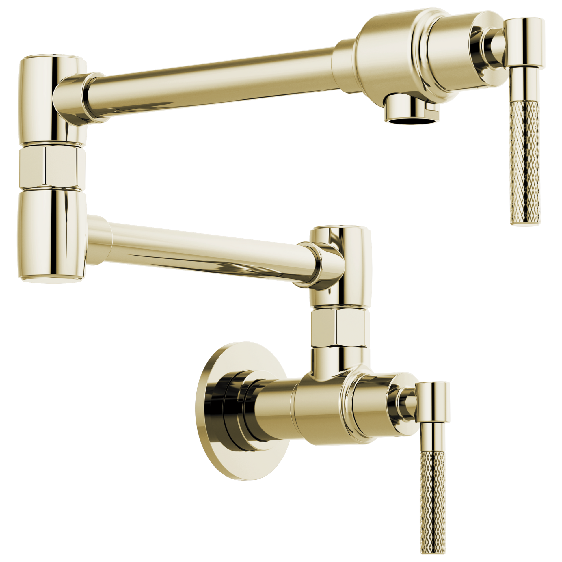 Litze Wall Mount Pot Filler with Knurled Handle Kit - Brilliance® Polished Nickel