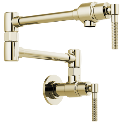 Litze Wall Mount Pot Filler with Knurled Handle Kit - Brilliance® Polished Nickel