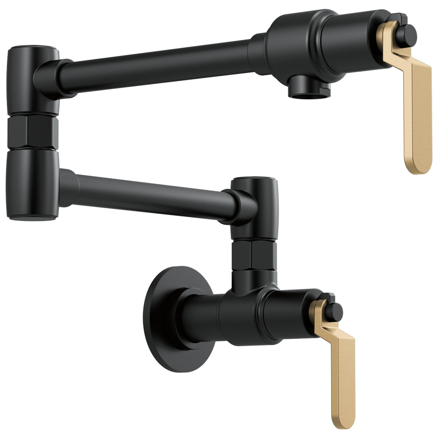 Litze Wall Mount Pot Filler with Industrial Handle Kit - Matte Black / Brilliance® Luxe Gold®