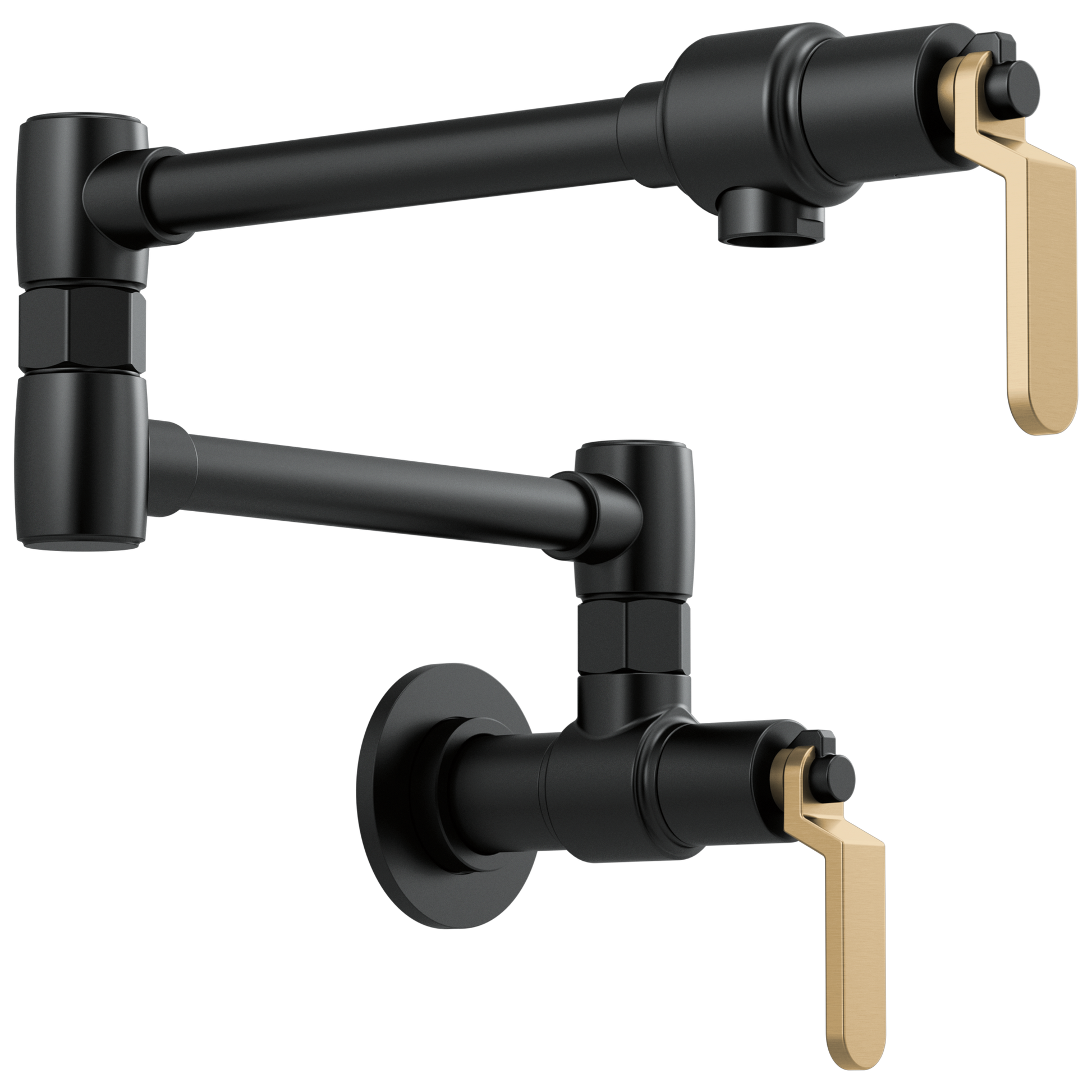 Litze Wall Mount Pot Filler with Industrial Handle Kit - Matte Black / Brilliance® Luxe Gold®