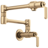 Litze Wall Mount Pot Filler with Industrial Handle Kit - Brilliance® Luxe Gold®