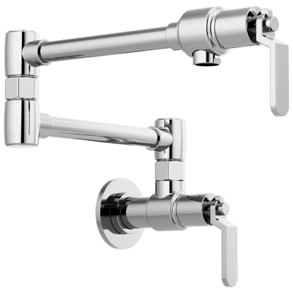 Litze Wall Mount Pot Filler with Industrial Handle Kit - Polished Chrome