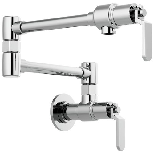 Litze Wall Mount Pot Filler with Industrial Handle Kit - Polished Chrome