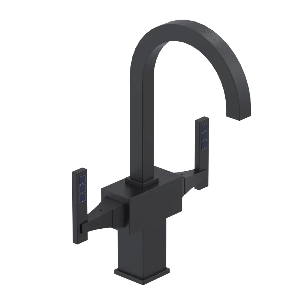 Rubinet Single Hole Dual Handle Lav. Set. (less drain) Matt Black