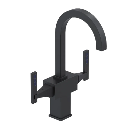 Rubinet Single Hole Dual Handle Lav. Set. (less drain) Matt Black