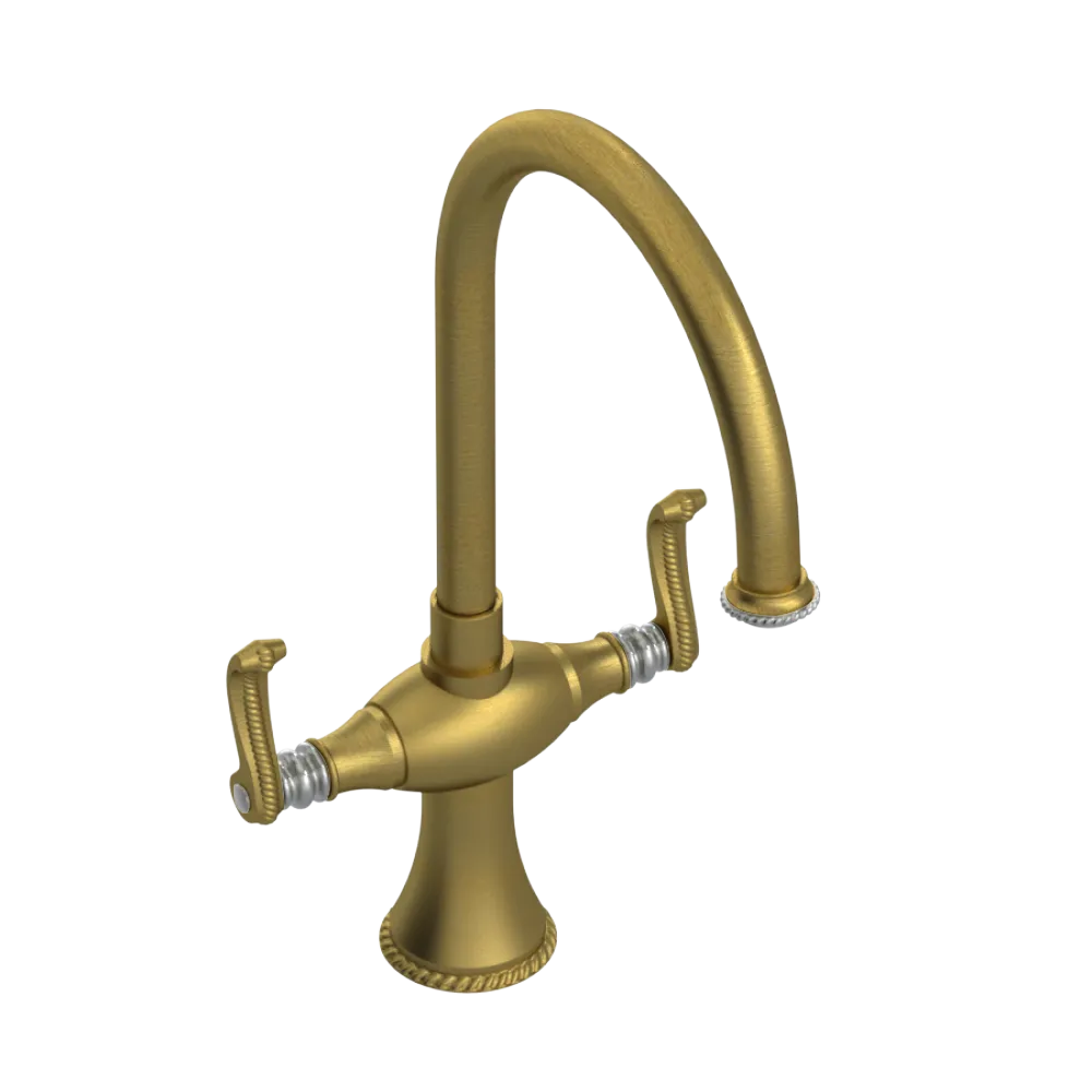 Rubinet Two Handle Single Hole Kitchen Set Antique Brass Matt